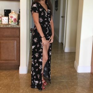 Black romper with maxi skirt